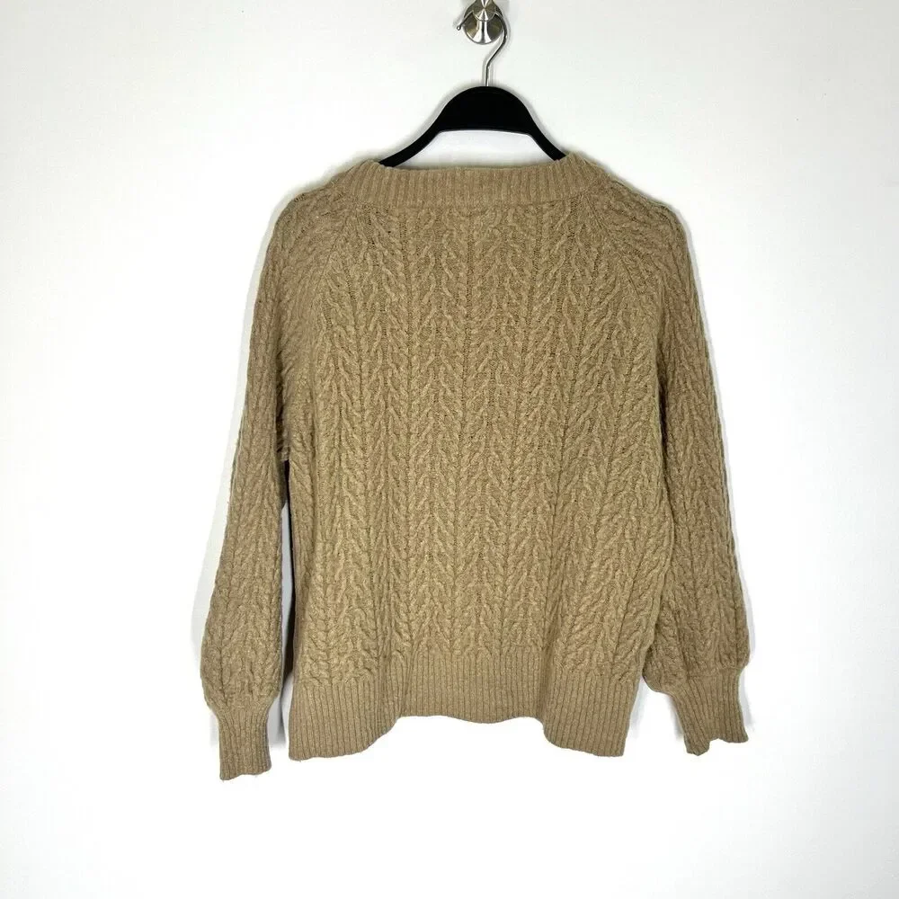 DOEN Sz S Sacha Wool Pullover Sweater in Oatmeal Tan - Picture 7 of 12